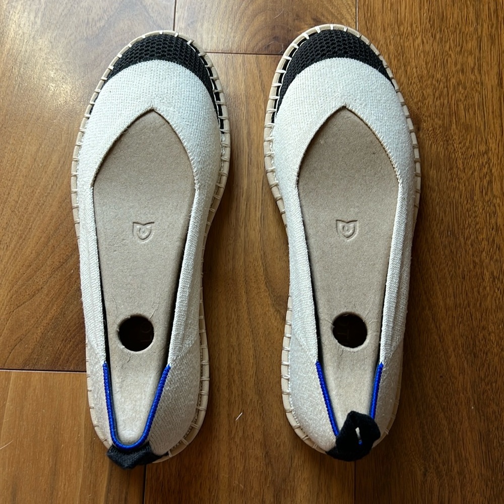 ROTHY'S The Espadrille Boardwalk Flats Ivory Black Multi Sizes NEW in box